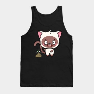 Funny white cat smells poo poo Tank Top